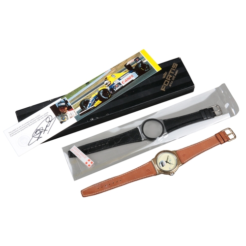 518 - FORTIS: A RICCARDO PATRESE 200 FORMULA 1 GRAND PRIX COMMEMORATIVE GOLD PLATED WRIST WATCH

dated Sil... 