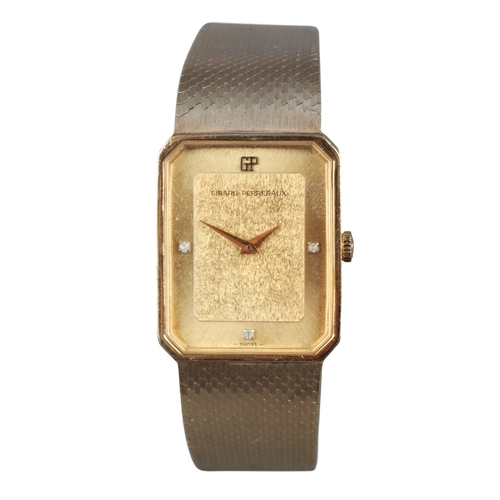 524 - GIRARD-PERREGAUX: A GOLD-PLATED BRACELET WATCH

with manual wind movement, gold dial, diamante baton... 