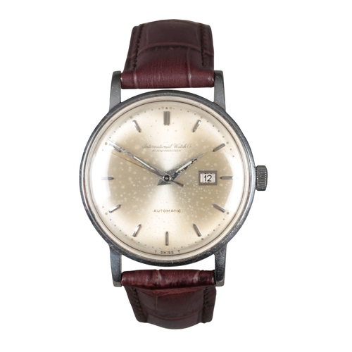 528 - IWC: A STAINLESS STEEL WRISTWATCH

with automatic movement, gold dial, silver baton numerals, silver... 