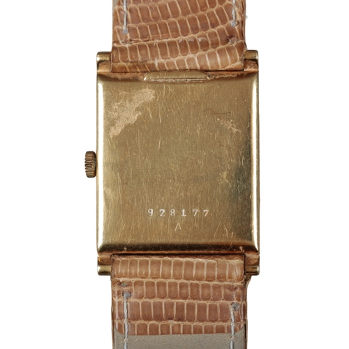 530 - JAEGER-LECOULTRE: AN 18K GOLD WRISTWATCH

with manual wind movement, gold dial, black Roman numerals... 