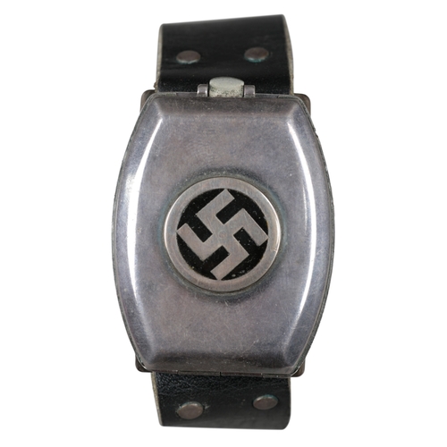535 - LAUSINA: A RARE GERMAN SILVER MILITARY WRISTWATCH

with manual wind movement, the black dial with su... 
