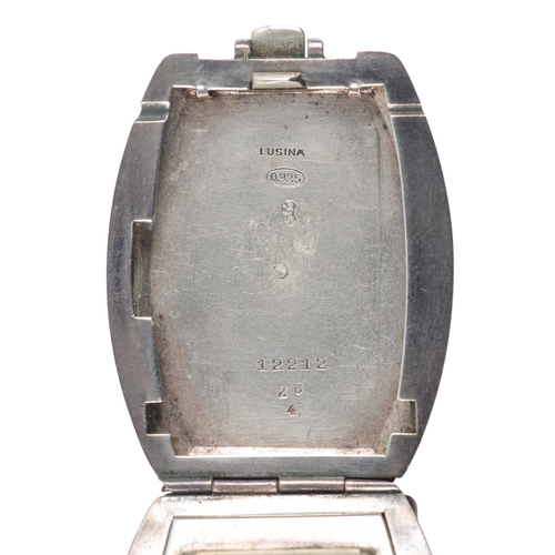 535 - LAUSINA: A RARE GERMAN SILVER MILITARY WRISTWATCH

with manual wind movement, the black dial with su... 