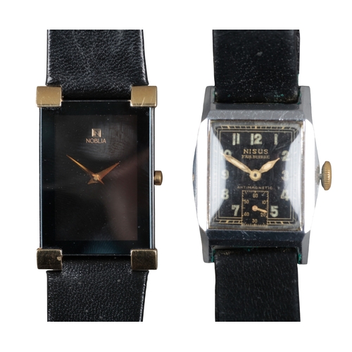 541 - NOBLIA: A SAPPHIRE COLLECTION WRISTWATCH

with manual wind movement, black dial, gold hands, on a bl... 