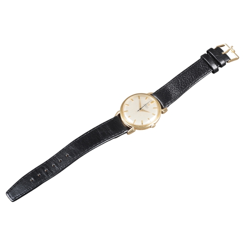 542 - OMEGA: AN 18CT GOLD WRISTWATCH

with automatic movement, silver dial, gold baton numerals, gold hand... 