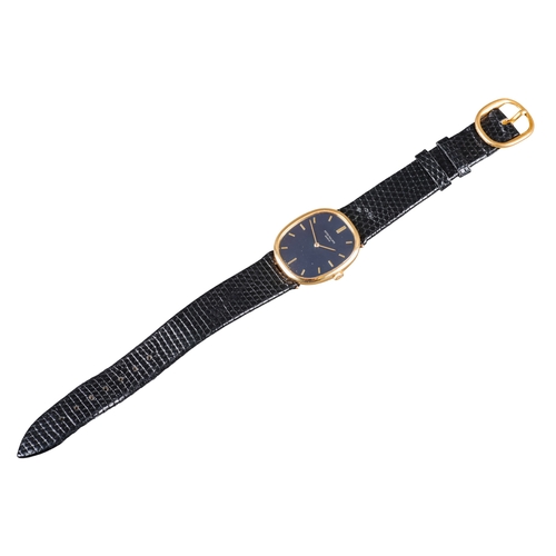 550 - PATEK PHILIPPE ELLIPSE: AN 18CT GOLD WRISTWATCH

with manual wind movement, dark blue dial, gold bat... 