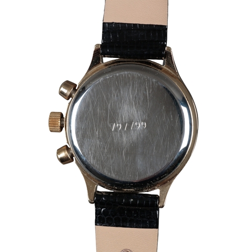 551 - POLJOT: A GOLD-PLATED CHRONOGRAPTH WRISTWATCH

with manual wind movement, black dial, double subsidi... 