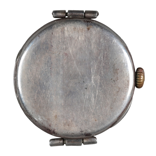 555 - ROLEX: A SILVER-CASED TRENCH WATCH

with manual wind movement, silver dial, subsidiary seconds dial,... 