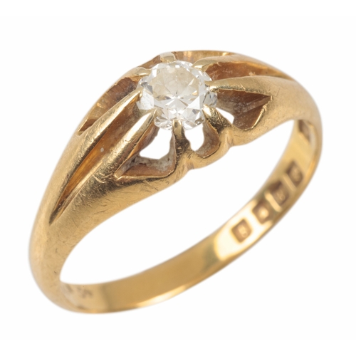 56 - A DIAMOND SET GYPSY RING

the round brilliant cut diamond, c 0.40 carats, set in hallmarked 18ct gol... 
