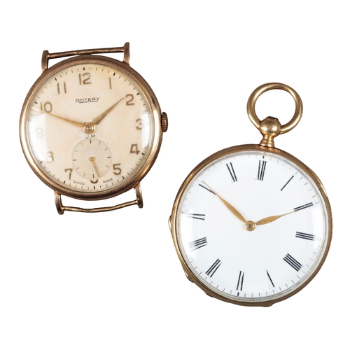 563 - ROTARY: A 9CT GOLD WRISTWATCH

with manual wind movement, white dial, subsidiary seconds dial, gold ... 