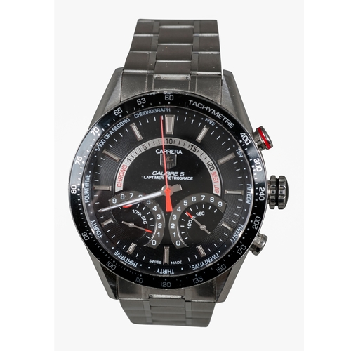 571 - TAG HEUER CARRERA S: A CHRONOGRAPH STAINLESS STEEL BRACELET WATCH

with automatic movement, black di... 