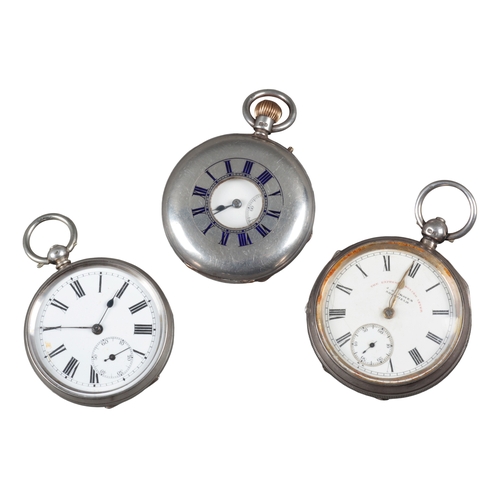 600 - J. W. GRAVES OF SHEFFIELD: A SILVER OPEN FACE POCKET WATCH

with keyless wind movement, white enamel... 