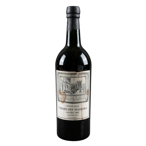 701 - BERRY BROTHERS & RUDD FINEST OLD VERDELHO MADEIRA SOLERA 1851

bottle 1973, one approx. 70cl bottle