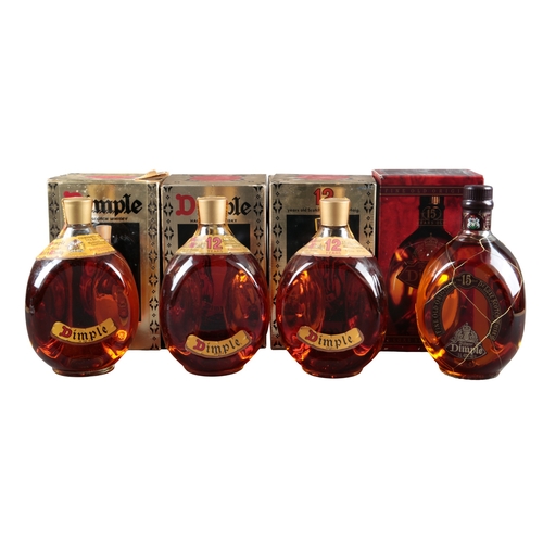 723 - DIMPLE HAIG 12 YEAR OLD SCOTCH WHISKY

three bottles; together with a similar 15 year old bottle, ea... 