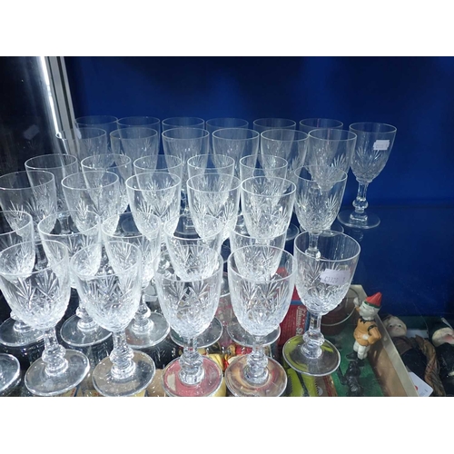 272 - A PART SUITE OF CRISTAL St LOUIS TABLE GLASSincluding 13 red wine glasses (14.5cm high), 11 sherry g... 
