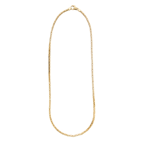 152 - AN 18CT FANCY LINK CHAIN NECKLACE stamped 750 with lobster clasp, approximately 49cm long and 25.8gr... 