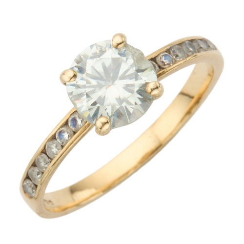 173 - A MOISSANITE SOLITAIRE RING the four claw set round brilliant cut moissanite approximately 7.2mm dia... 