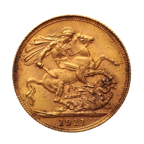 A GEORGE V 1911 GOLD SOVEREIGN the reverse St George and the dragon, (c ...