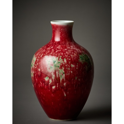179 - A CHINESE PORCELAIN FLAMBE GLAZED VASE bearing a six-character Kangxi mark to the base, Qing dynasty... 