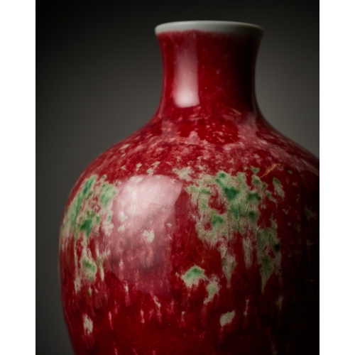 179 - A CHINESE PORCELAIN FLAMBE GLAZED VASE bearing a six-character Kangxi mark to the base, Qing dynasty... 