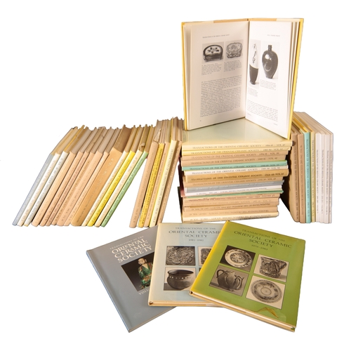 488 - A LARGE COLLECTION OF VOLUMES OF TRANSACTIONS OF THE ORIENTAL CERAMIC SOCIETY ranging from the 1940s... 
