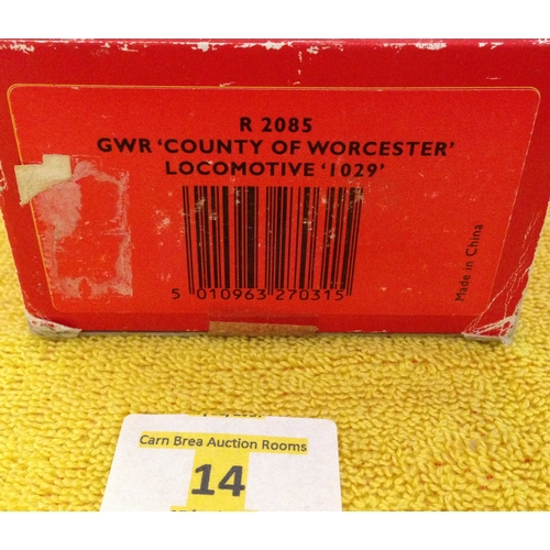 14 - HORNBY R2085 GWR 'COUNTY OF WORCESTER' STEAM LOCOMOTIVE '1029'