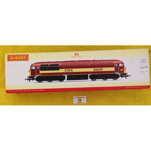 22 - HORNBY R2648 EWS DIESEL LOCO CLASS 56  LOCOMOTIVE '56059'