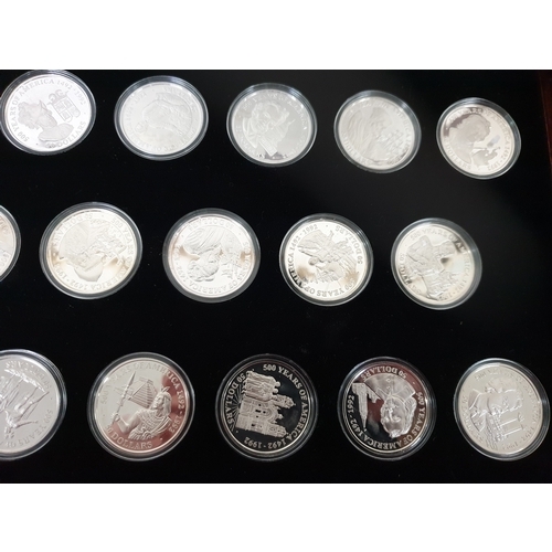 209A - 22 x 925 silver Cook Island $50 dollar coins in mounting box