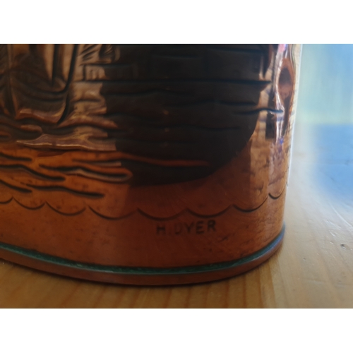 32 - H Dyer Newlyn influence Copper lighthouse tea caddy