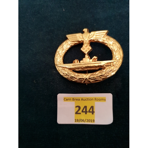 244 - WW2 GERMAN NAVY KRIEGSMARINE U BOAT SUBMARINE BADGE
------------------------------------------------... 