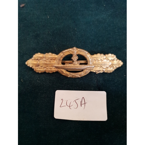 245A - WWII WW2 GERMAN NAZI KRIEGSMARINE SUBMARINE CLASP - BRONZE GRADE
-----------------------------------... 