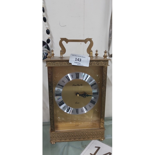 143 - London clock company brass carriage clock
Quartz movement GWO