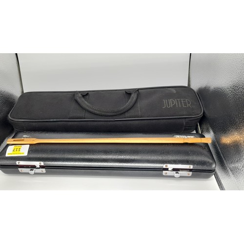 117 - JUPITER JFL-511 silver plated flute with hard  case, bamboo cleaning stick plus canvas case