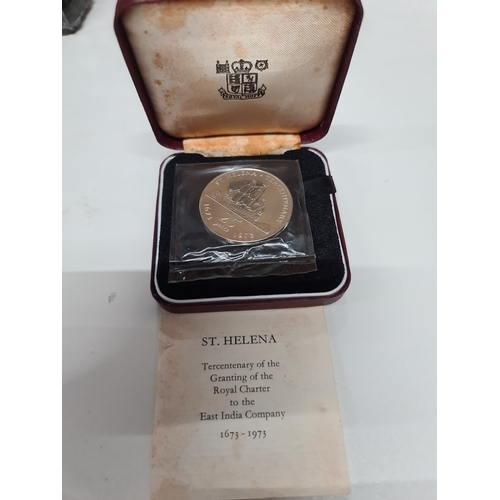 61 - 1973 St Helena Silver Proof 25p Twenty Five Pence Crown Coin in Mint Box 28.3g