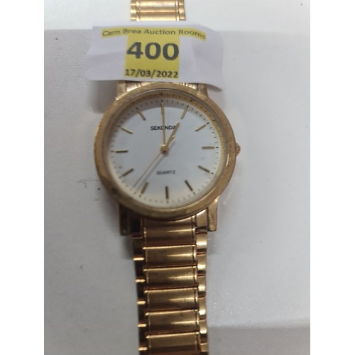 400 - Mens Sekonda Watch Dress yellow gold plated bracelet