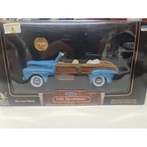 1 - Road Signature Series 1946 Ford Sportsman 1:18 Die Cast Car With Gold Coin excellent condition