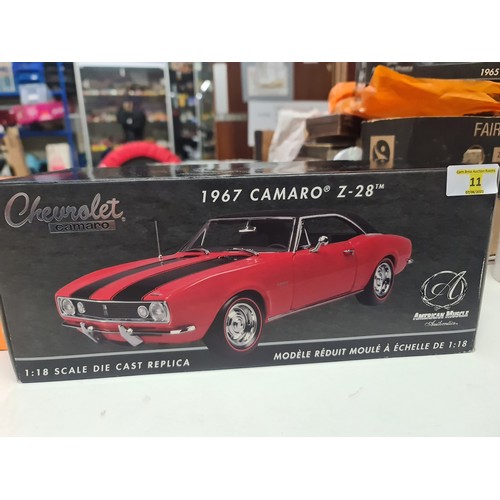 11 - 1:18 1967 Chevy Camaro Z28 American Muscle Ertl Authentics Model Car Red