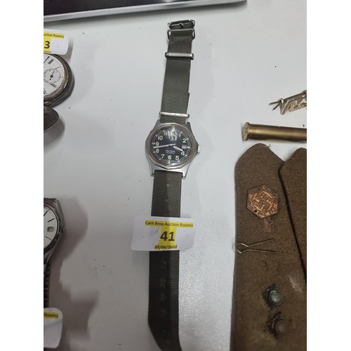 41 - Vintage military quartz watch needs new glass & battery