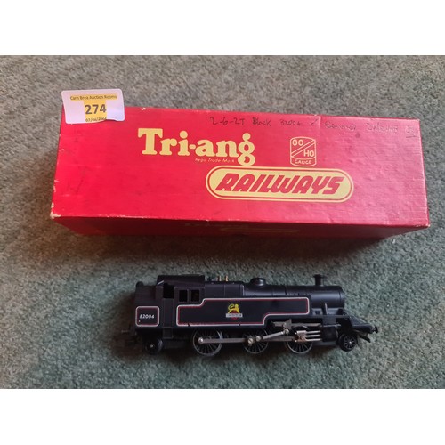 274 - Tri-ang R59 BR standard 3MT 2-6-2 tank loco No 82004 in BR Black Livery. Boxed