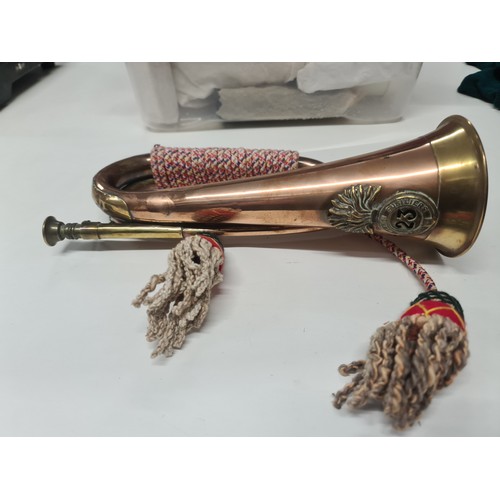 58 - Vintage Copper And Brass Militatary Bugle Royal Welsh Fusiliers 23
