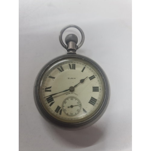 53 - Elgin pocket watch working but over wound