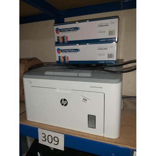 309 - hp laser printer and 2 new cartridges