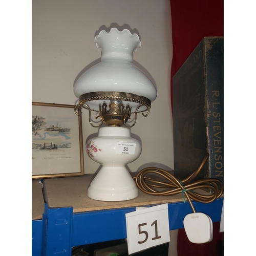 51 - ceramic tablelamp with glass shade gwo