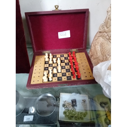 144a - vintage travel chess set complete