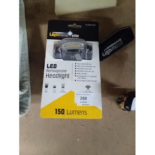 288 - New Lighthouse Rechargeable Headtorch