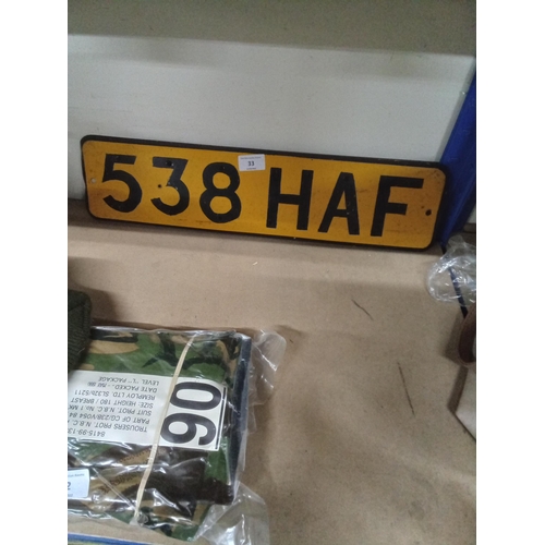 33 - Cornish number plate