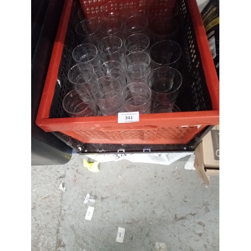 341 - Crate of drinking glasses