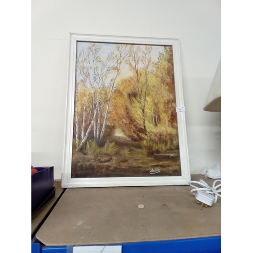 38 - Framed/signed pastel woodland scene