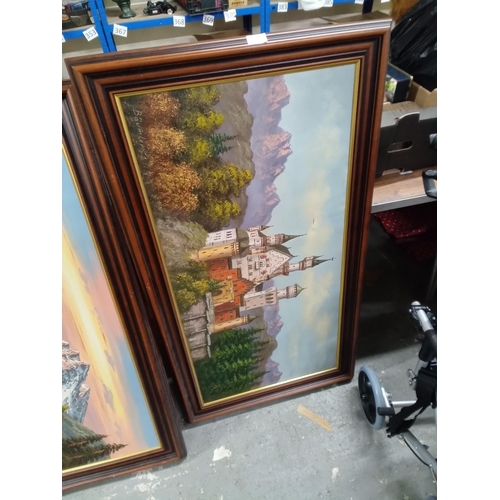 497 - German oil painting DAMAGED  (signed Baumler) UNABLE TO POST  112CM X 64CM