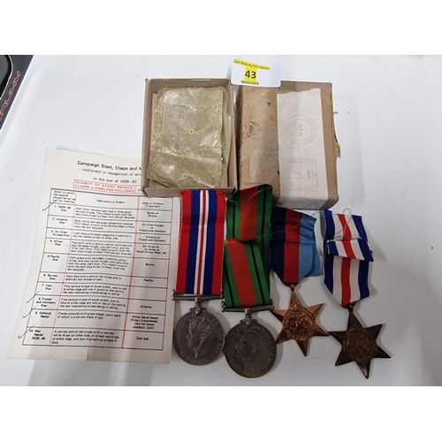 43 - Group of ww2 Medals with box & paper. includes France & German star