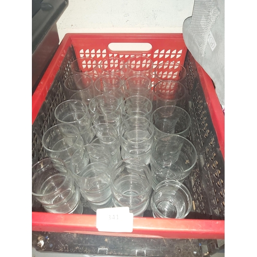 341 - Crate of drinking glasses